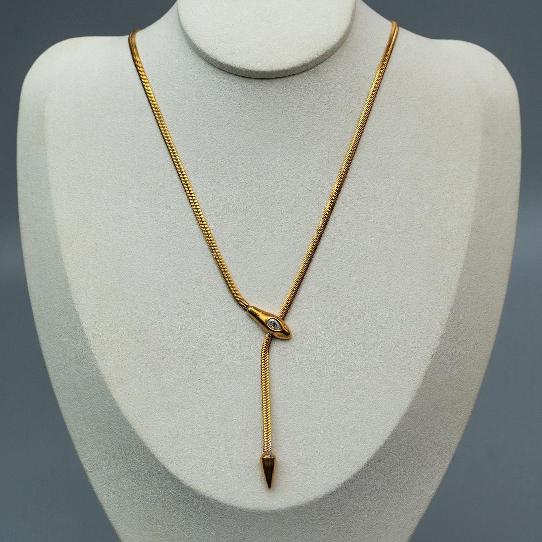 SERELLE Snake Head Tail Flat Chain Necklace