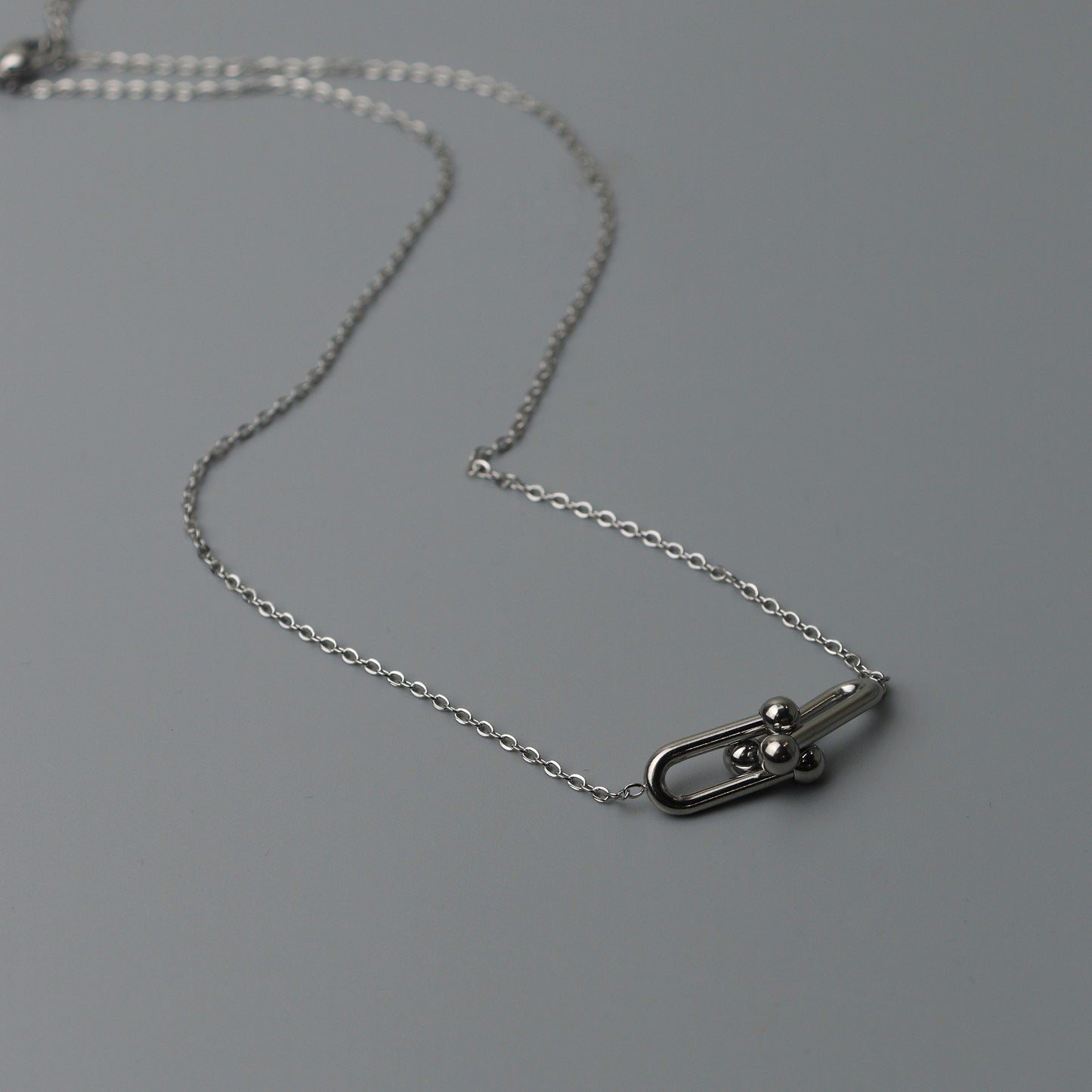 MILENA Silver Double Buckle Pendant Chain Necklace