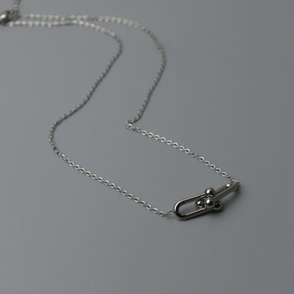 MILENA Silver Double Buckle Pendant Chain Necklace