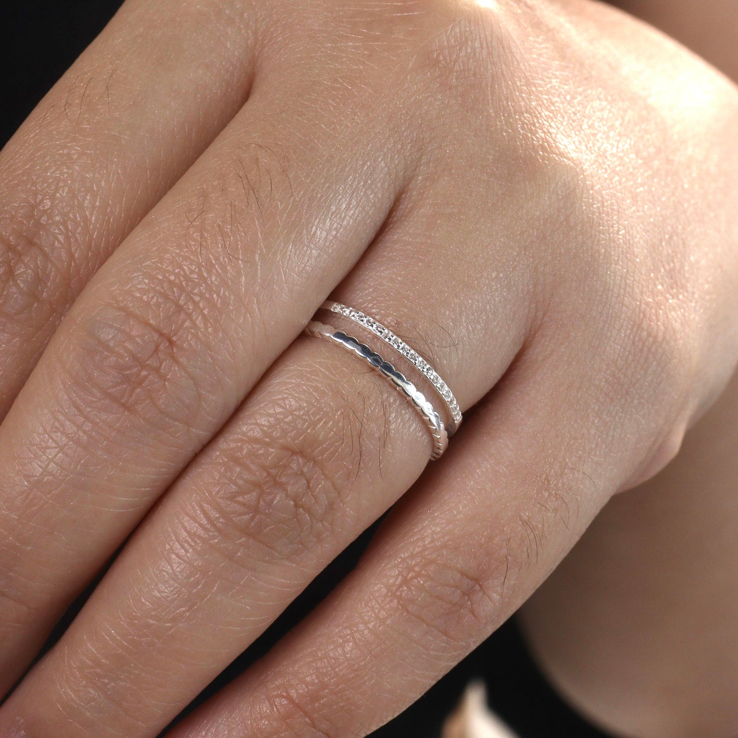 S925 Silver Versatile Shapes Embedded Adjustable Ring Women's