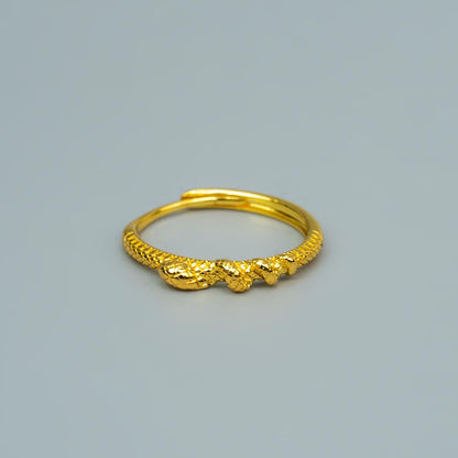 FAYA Twisted Wrapped Snake Head Scales Adjustable Ring for Women