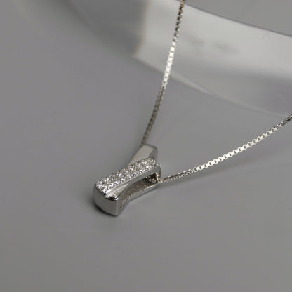 CRUSEN S925 Silver Cross Bar Chain Necklace for Women