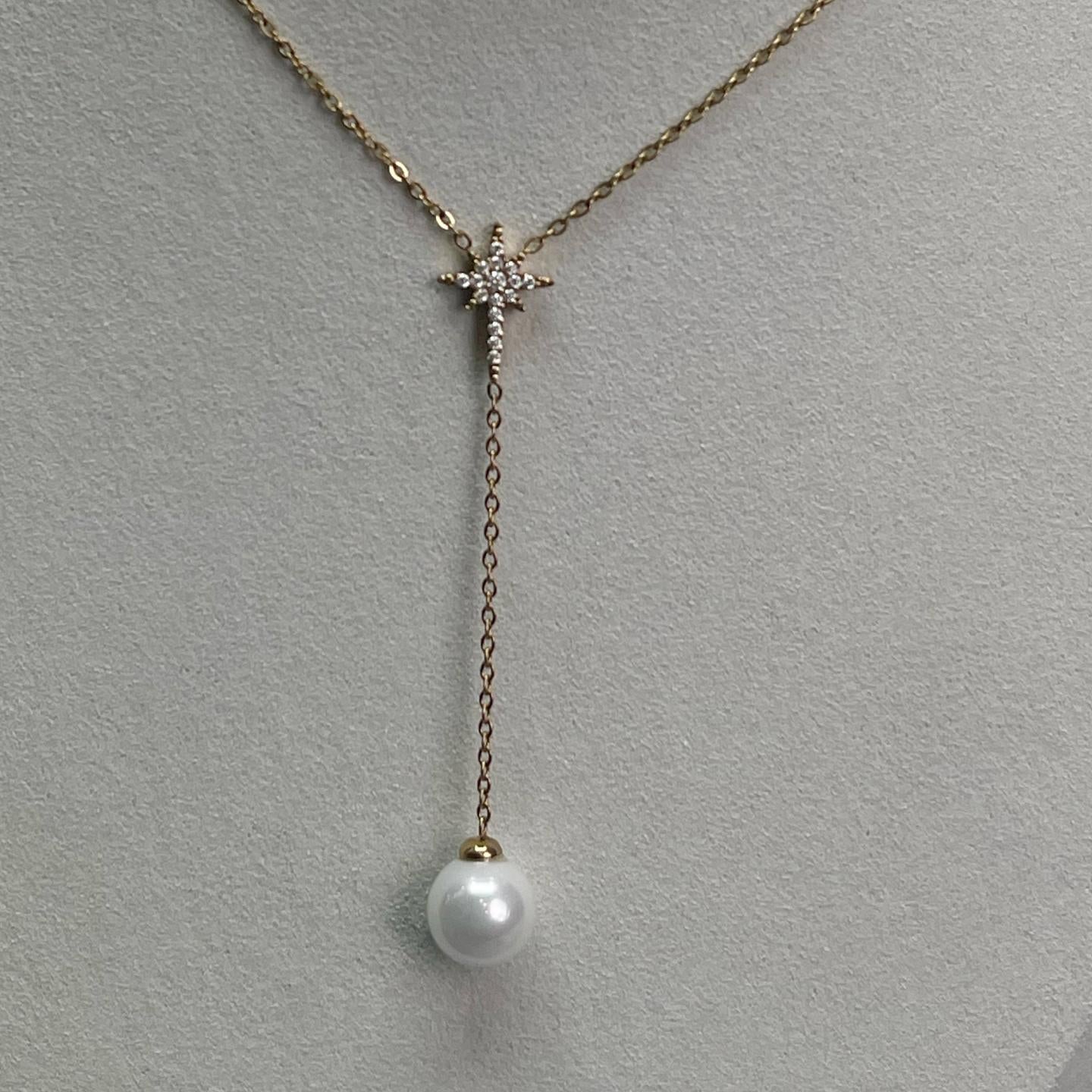 ORBELLEA-PERLUNE Synthetic Pearl Drop Chain Necklace For Women's