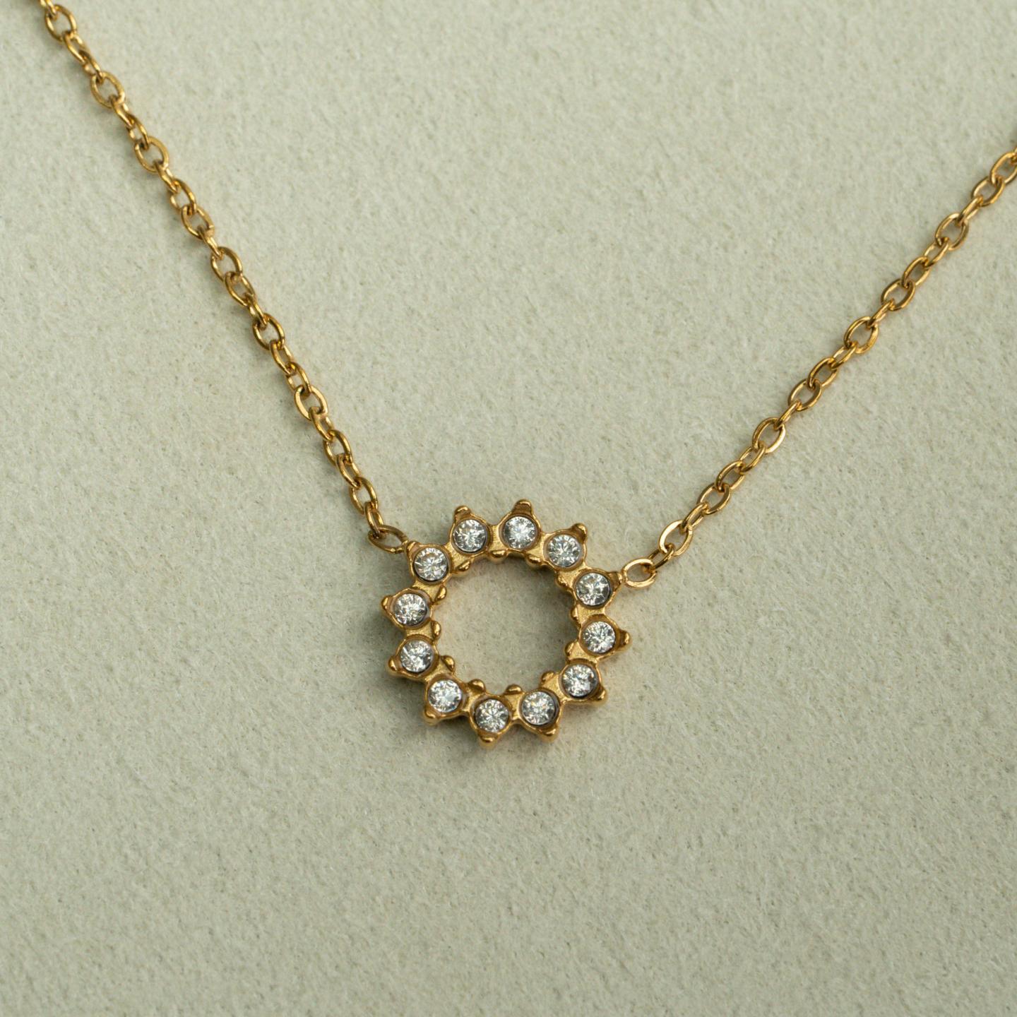 LUAN Sun Disc Pendant Chain Necklace For Women's