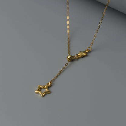 SEVERAN S925 Silver Vermeil Hollow Star Tassel Pendant Chain Necklace for Women