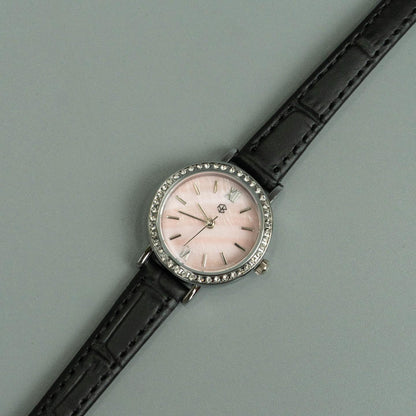 ROSELIRA Rose Pink Roman Round Women's Fashion Quartz Leather Watch