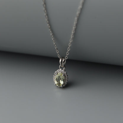 Oval Pendant Natural Citrine Light Yellow Quartz Gemstone S925 Silver Chain Necklace Pawnable with AGCL Certification