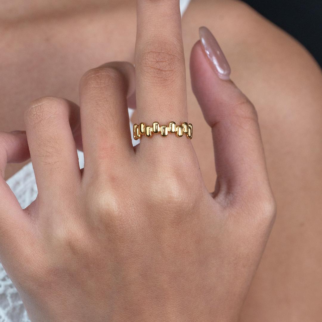 VION Uneven Rectangle Hip-Hop Adjustable Ring for Women