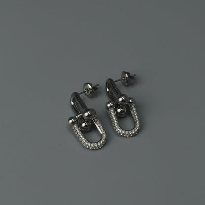 Silver TINAH Buckle Embedded Drop Earrings Women's