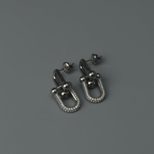 Silver TINAH Buckle Embedded Drop Earrings Women's