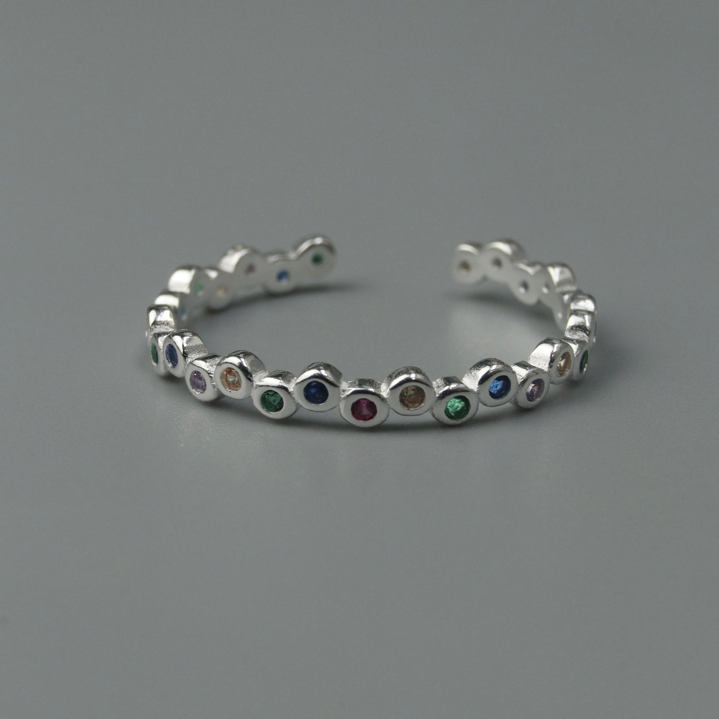 S925 Silver Versatile Shapes Embedded Adjustable Ring Women's