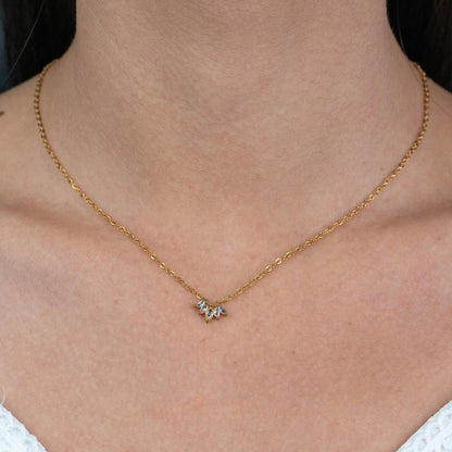 LINEA Small Curved Oval Shaped Pendant Chain Necklace For Women's