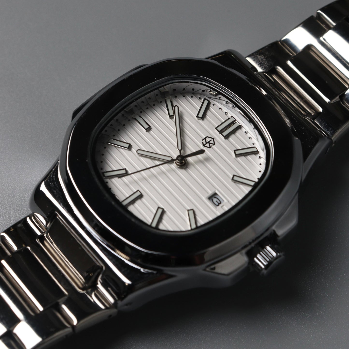 CHRIS White Square Silver Strap Men's Watch