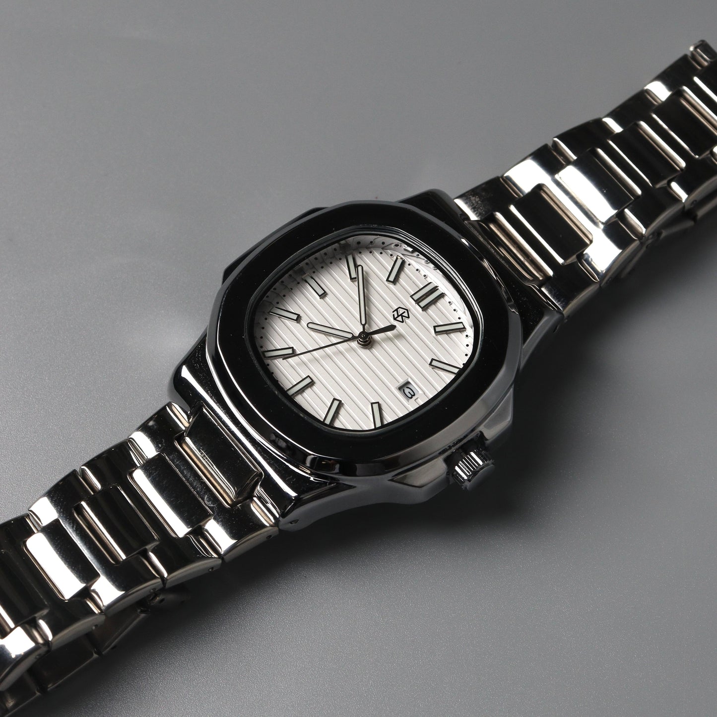 CHRIS White Square Silver Strap Men's Watch