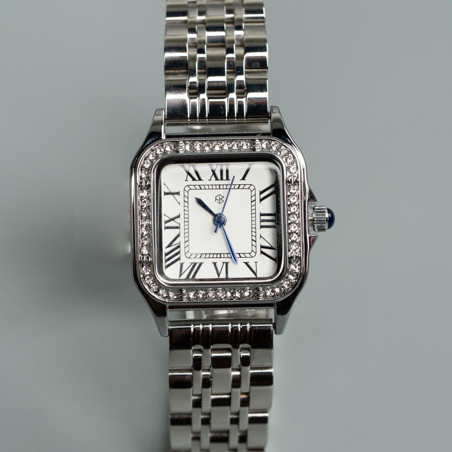 FROSTELIX Silver Ice Rectangle Roman Numerical Minimalist Unisex Watch