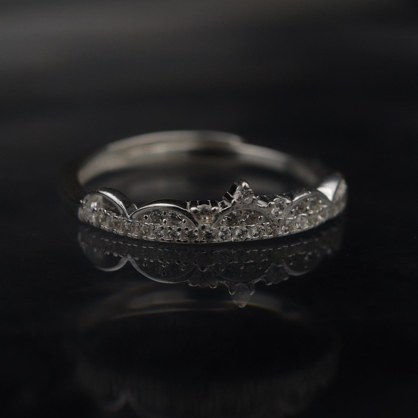 TRACE S925 Silver Crown Adjustable Ring for Women