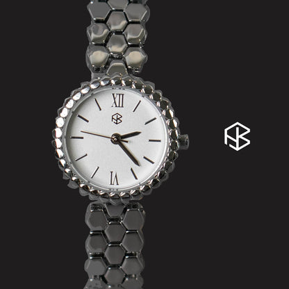ZELVO Silver Round Hexagon Style Strap Women's Fashion Watch
