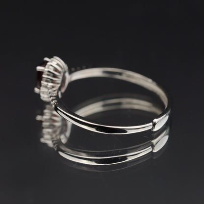 Silver Adjustable Ring RHODOLITE Garnet Gemstone Pawnable Women's Accessories with AGCL Certification