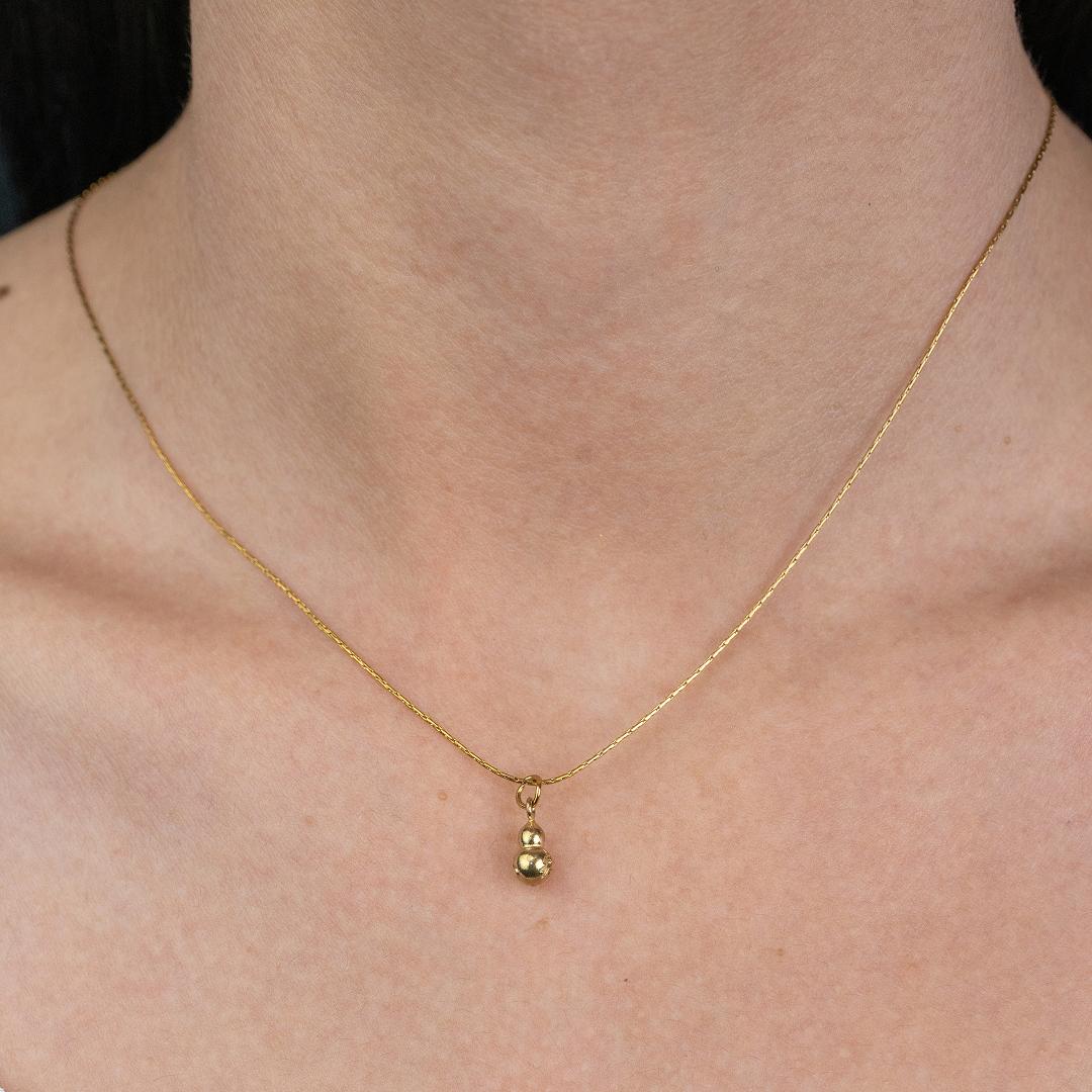 BINNIE Mini Gourd Unique Engraved Pendant Bone Chain Necklace For Women's