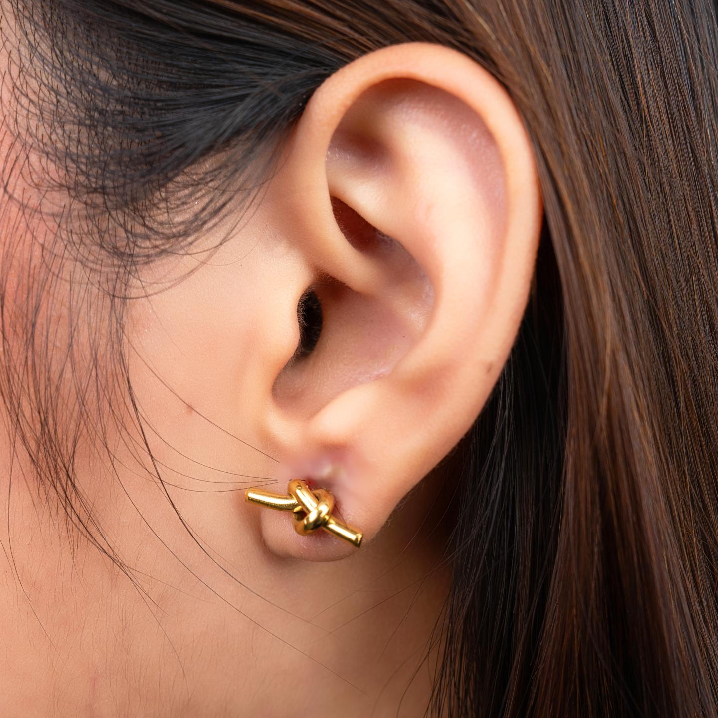 JAQ Tie Knot Stud Earrings for Women's