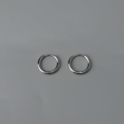 RADHA Silver/Black Small Thin Hinged Hoop Earrings Women's