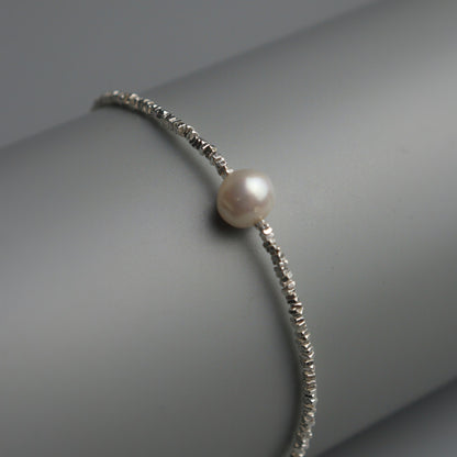 ZALER S925 Silver for Men Women Fresh Water Pearl Bracelet