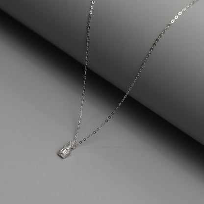 EMMIE S925 Silver Mini Rectangle Pendant Chain Necklace for Women