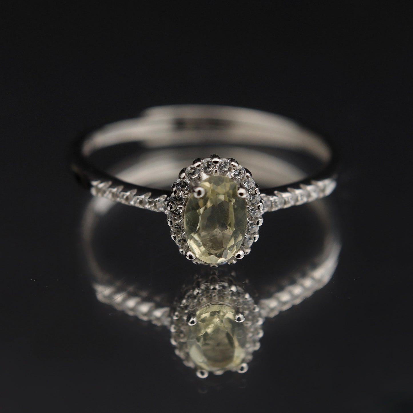 Silver Adjustable Ring Citrine Yellow Gemstone Pawnable Women's Accessories with AGCL Certification