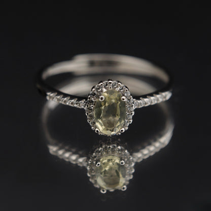 Silver Adjustable Ring Citrine Yellow Gemstone Pawnable Women's Accessories with AGCL Certification