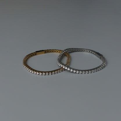 MONDE Gld/Silver Tennis Round Link Bracelet Full Embedded Fashion For Women