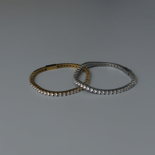 MONDE Gld/Silver Tennis Round Link Bracelet Full Embedded Fashion For Women