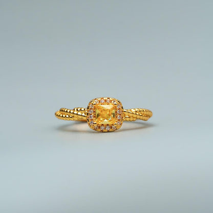 AZELIE Cushion Yellow Twisted Adjustable Ring for Women