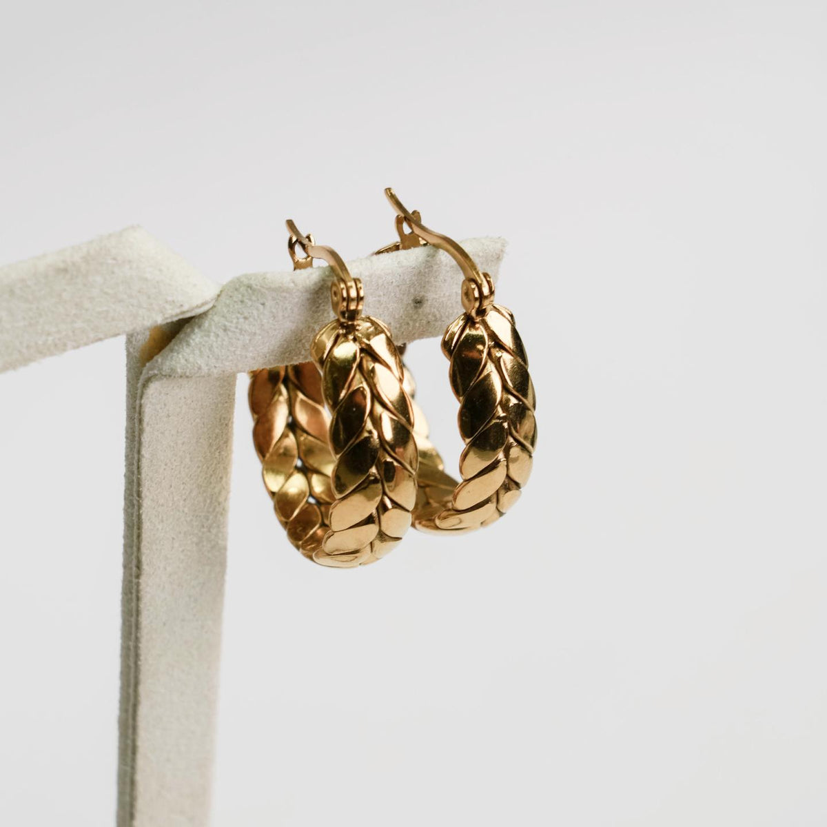 TREVELLA Wheat Leaf Saddleback Hoop Earrings