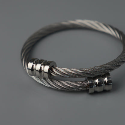 ZAE Silver Twisted Flexible Bangle For Women Men Unisex