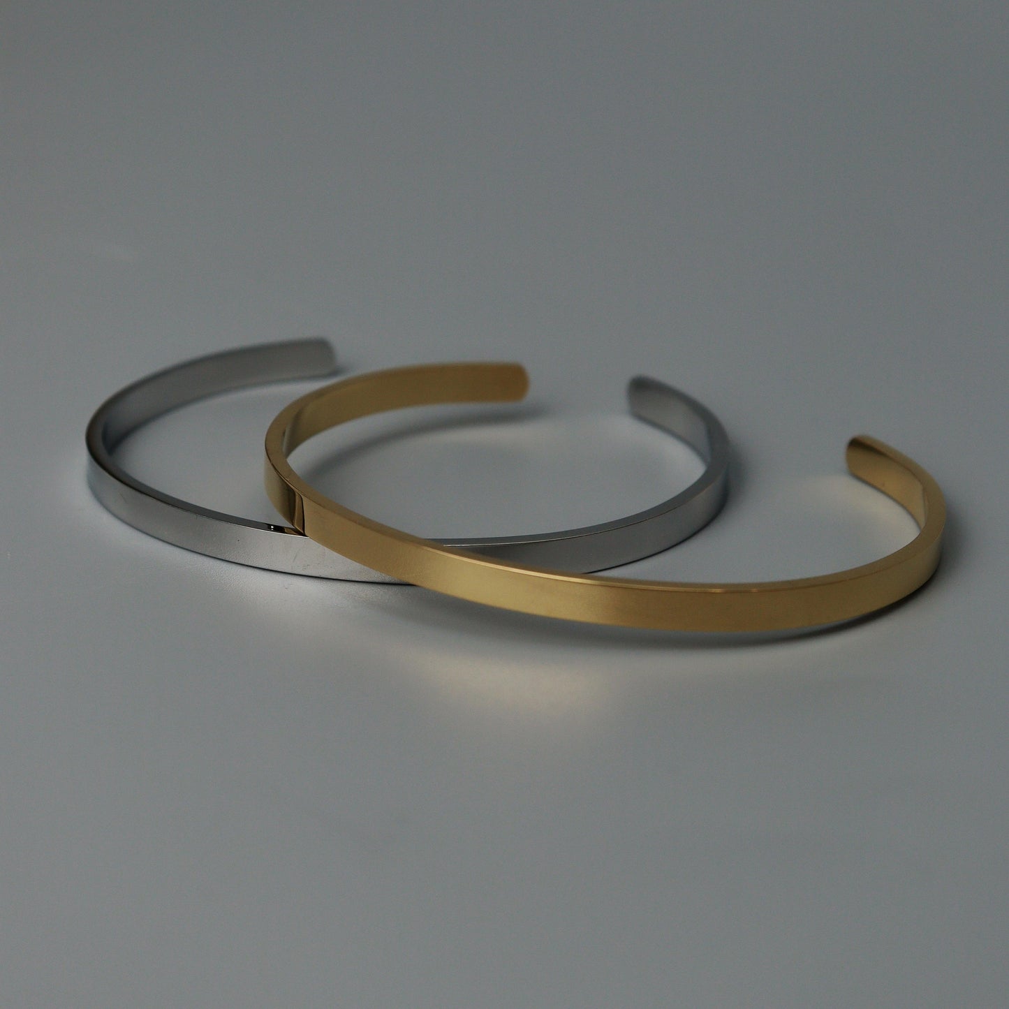 Men Jewelry OLIVER Black/Silver/Gld Plain Open Bangle Fashion For Men's