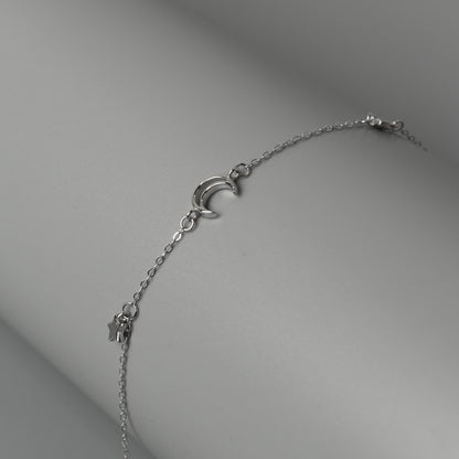 ASTRA S925 Silver Hollow Crescent Moon for Women Bracelet