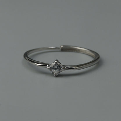 S925 Silver Versatile Shapes Embedded Adjustable Ring Women's