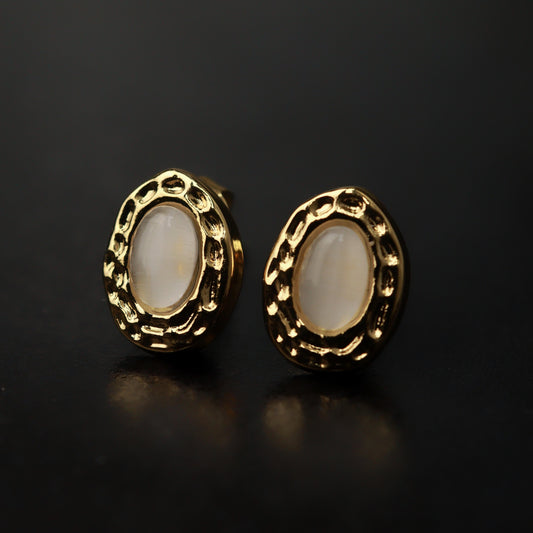 ARIEL Oval Synthetic Pearl Stud Earrings for Women