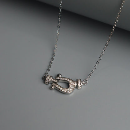 SAROLTA S925 Silver Anchor D-Shackles Necklace