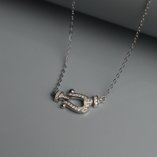 SAROLTA S925 Silver Anchor D-Shackles Necklace