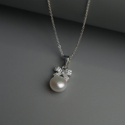 STACIA S925 Silver Fresh Water Pearl Ribbon Necklace