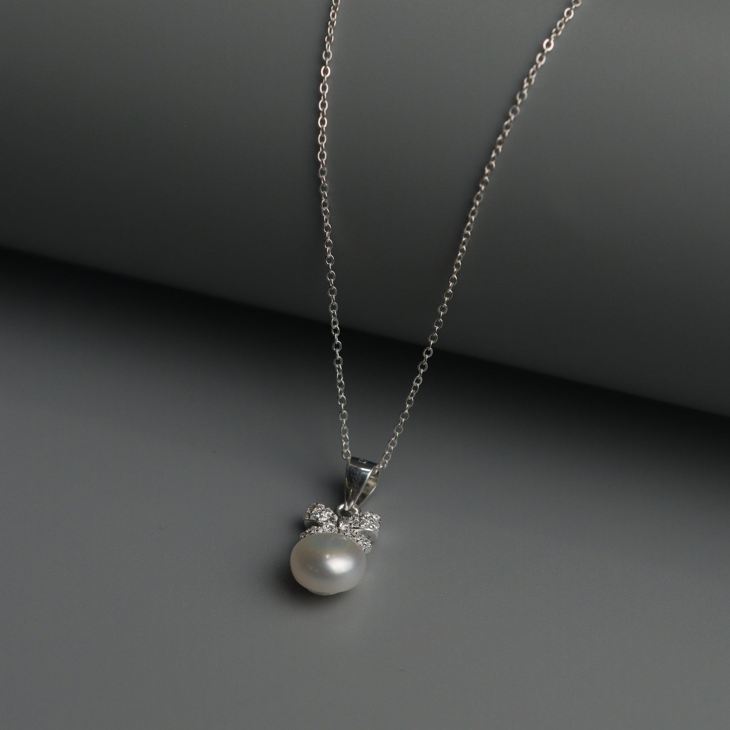 STACIA S925 Silver Fresh Water Pearl Ribbon Necklace