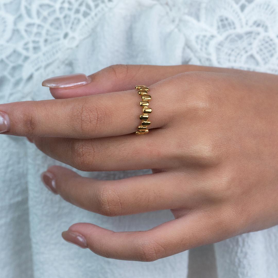 VION Uneven Rectangle Hip-Hop Adjustable Ring for Women