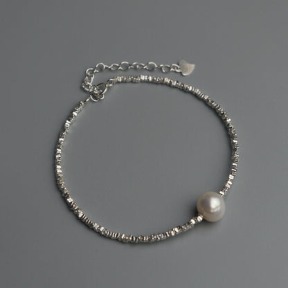 ZALER S925 Silver for Men Women Fresh Water Pearl Bracelet