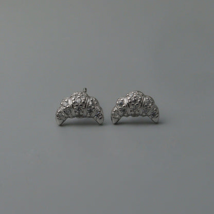 BUN S925 Silver Croissant Shape Stud Earrings