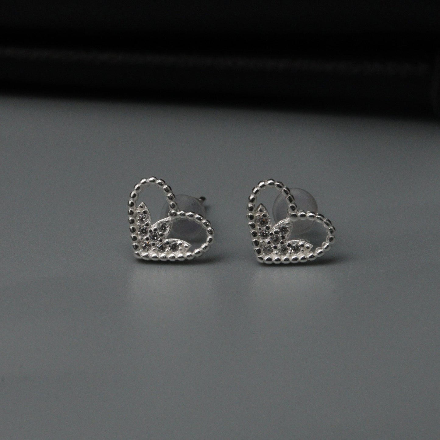 CORETTA S925 Silver Heart Stud Earrings Women's