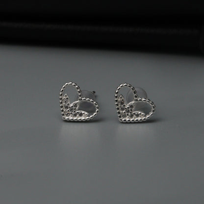 CORETTA S925 Silver Heart Stud Earrings Women's