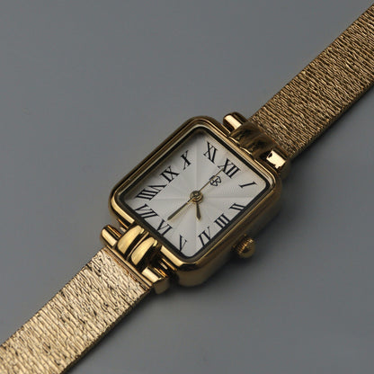 SLAGEN Women's Fashion Watch, Rectangle Case, Sliding Buckle, White Watch Face