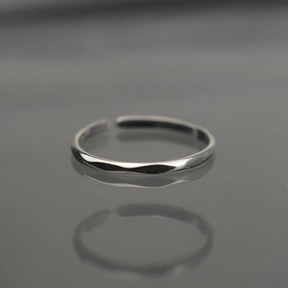 JACE S925 Silver Vermeil Ripple Thin Open Adjustable Ring