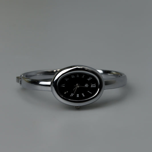 AMORI Silver Oval Bangle Watch For Women's